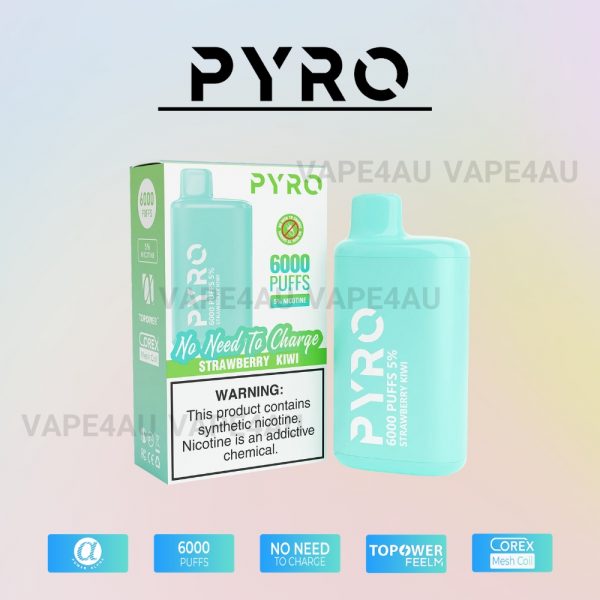 PYRO Vape 6000 Puffs 5% Strawberry Kiwi